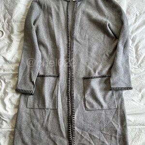 Magaschoni Gray Cardigan with Black Accents